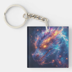 Feuerkopf eines Drachen, der intensive Energie aus Schlüsselanhänger