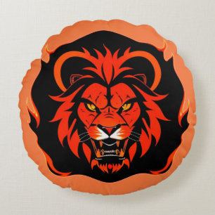 Feuerkopf Löwe Illustration Rundes Kissen