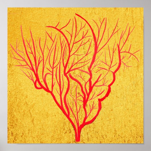 Feuerkoralle auf der modernen Goldkunst Poster (Vorne)