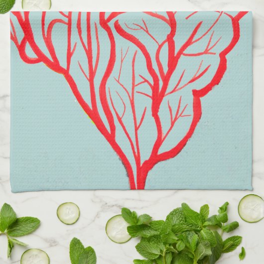 Feuerkorallenumgebung Moderne Kunst Geschirrtuch (Gefaltet)