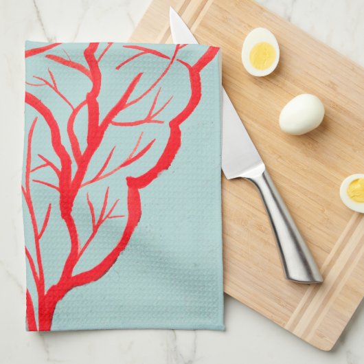 Feuerkorallenumgebung Moderne Kunst Geschirrtuch (Viertel Falte)