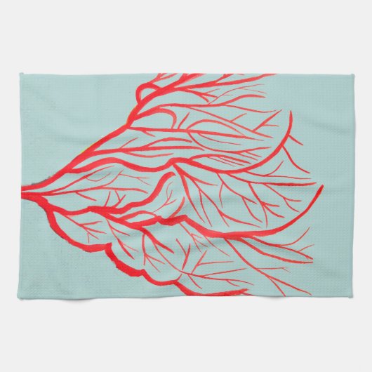 Feuerkorallenumgebung Moderne Kunst Geschirrtuch (Horizontal)