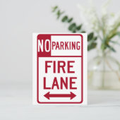 Feuerlane kein Parkzeichen Postkarte (Stehend Vorderseite)