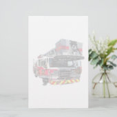 FeuerLastkraftwagen mit offener Tür Briefpapier (Stehend Vorderseite)