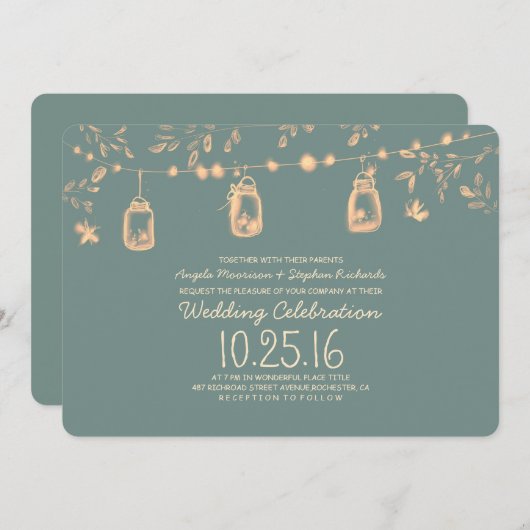 Feuerleuchten Masson Gläser Jahrgang Hochzeit Einladung (Vorne/Hinten)