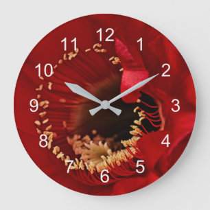 Feuerlichtkaktus Große Wanduhr