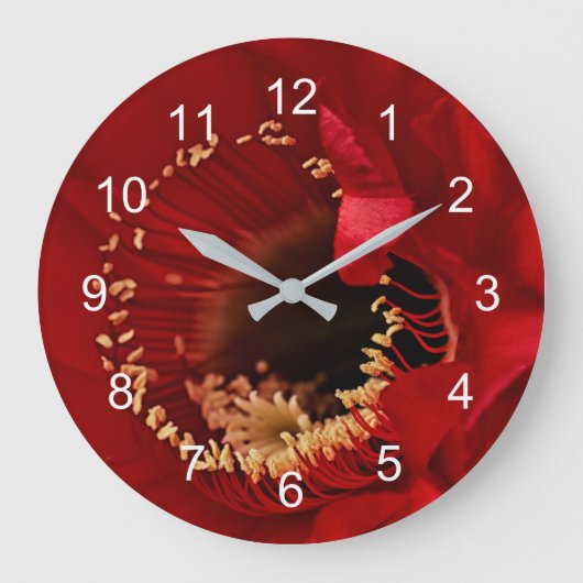 Feuerlichtkaktus Große Wanduhr (Vorderseite)