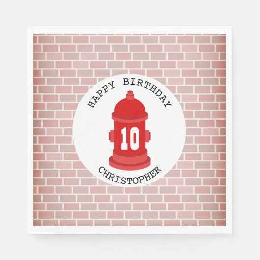 Feuerlöschanlage + Feuerwehrmann Geburtstagspartei Serviette (Vorderseite)