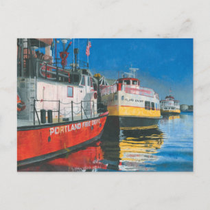 Feuerlöschboot Miss Portland und Casco Bay Ferries Postkarte