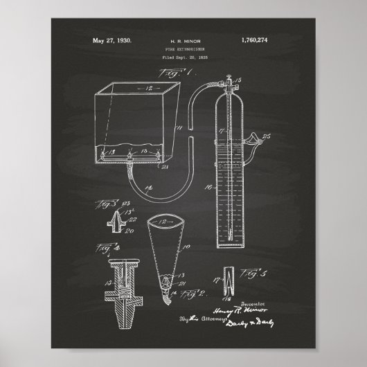Feuerlöscher 1930 Patent Art - Kopfbrett Poster (Vorne)