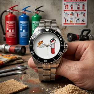 Feuerlöscher, der Feuerwache löscht Armbanduhr