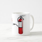 Feuerlöscher, der heraus Feuer-Tasse setzt Kaffeetasse (VorderseiteRechts)