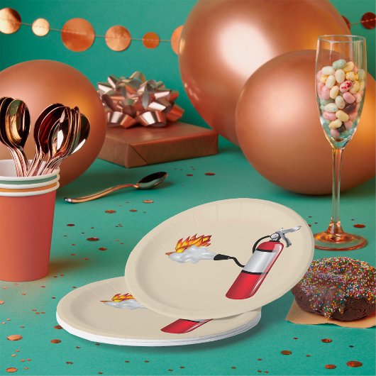 Feuerlöscher, der Teller von Feuerlöschpapier auss