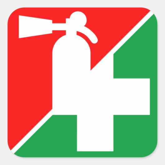 Feuerlöscher / Erste-Hilfe-Dekodierungen Quadratischer Aufkleber (Vorderseite)