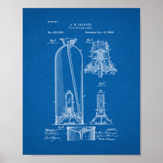 Feuerlöscher-Patent - Blueprint Poster (Vorne)