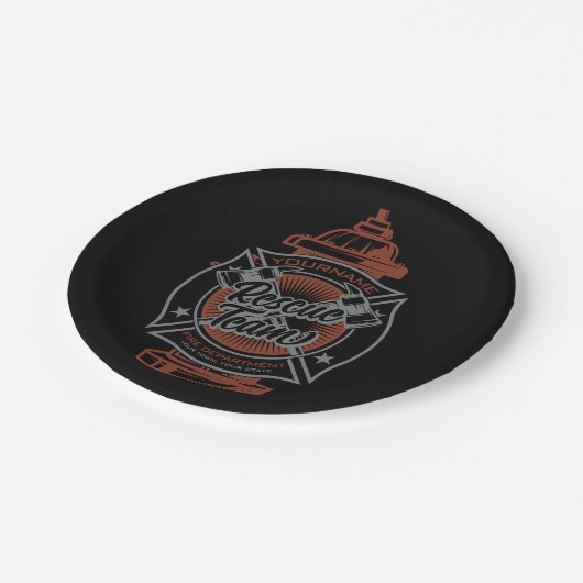 Feuerlöschhilfe-Team Pappteller (Schrägansicht)