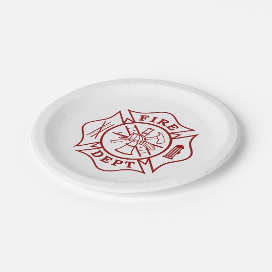 Feuerlöschpapier / Feuerwehrpapier-Teller 7" Pappteller (Schrägansicht)