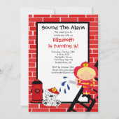 Feuermädchen Feuerwehrmann Geburtstagsparty Einladung (Vorderseite)