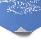 Feuermeldesystem 1954 Patentart - Blueprint Poster (Ecke)