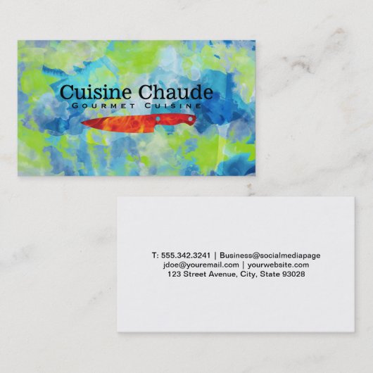 Feuermesser | Hintergrund Wasserfarbe Visitenkarte (Vorne/Hinten)