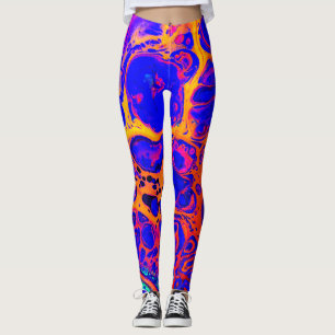 Feuern Sie Leggings, blaue Leggings, Leggings