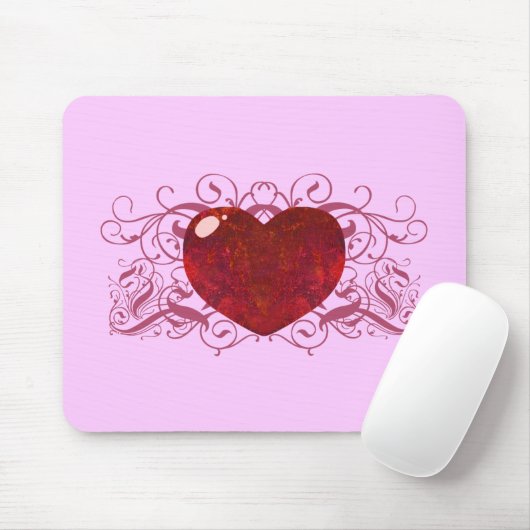 Feueropal Herz Mousepad (Mit Mouse)