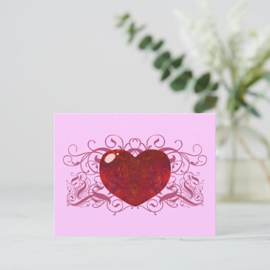 Feueropal Herz Postkarte (Stehend Vorderseite)