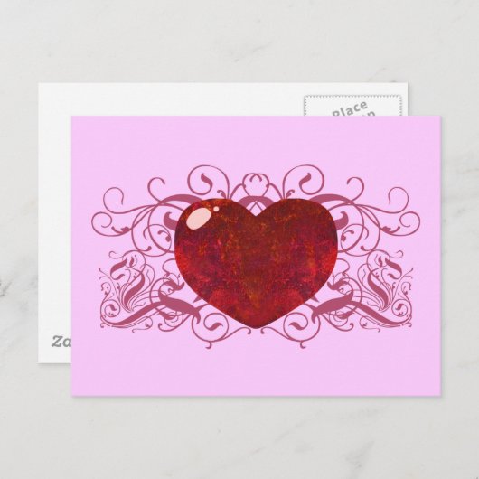 Feueropal Herz Postkarte (Vorne/Hinten)