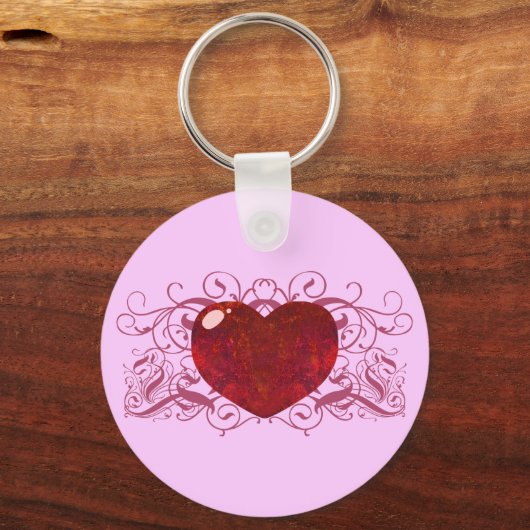 Feueropal Herz Schlüsselanhänger (Vorderseite)