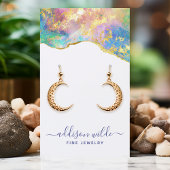Feueropal-Rainbow-Edelstein-Earring-Display-Karte Visitenkarte