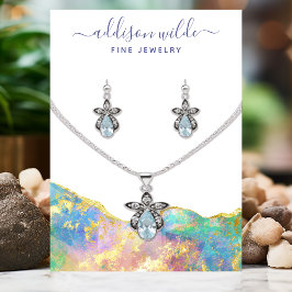 Feueropal-Rainbow-Edelstein-Netzklace-Display-Kart Visitenkarte