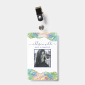 Feueropal Rainbow Gemstone Business-ID-Abzeichen Ausweis (Vorderseite mit Clip)