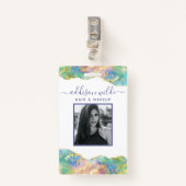 Feueropal Rainbow Gemstone Business-ID-Abzeichen Ausweis (Vorderseite mit Klammer)