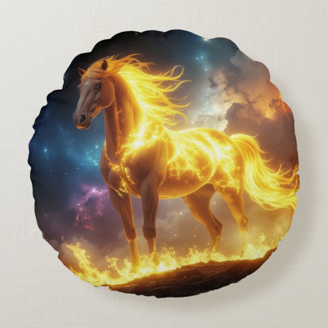 FEUERPFERD - 2026 - CHINESISCHE STERNZEICHEN RUNDES KISSEN (Vorderseite)