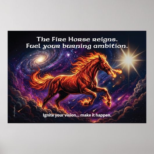 Feuerpferd "Brennende Ambition" Wandposter Poster (Vorne)