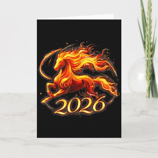 Feuerpferd Chinesisches Sternzeichen Symbol 2026 L Karte (Vorderseite)