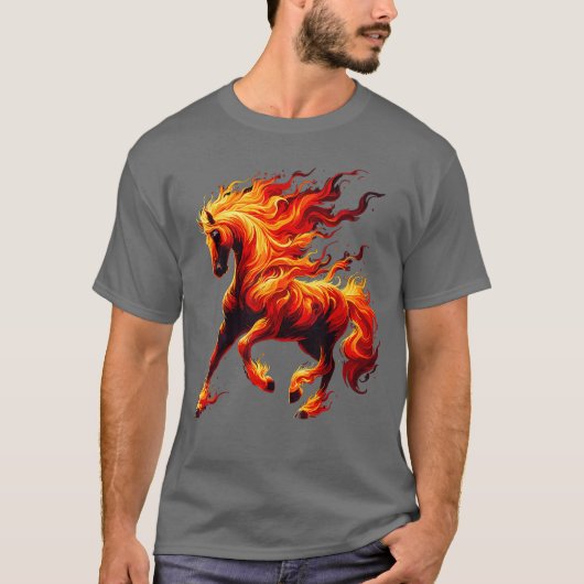 Feuerpferd Tier Pferd Retro T-Shirt (Vorderseite)