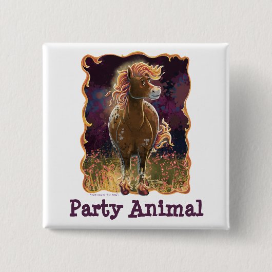 Feuerpferd zur Partyzeit Button (Vorderseite)