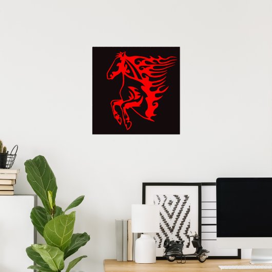 Feuerpferde-Foto-Natursanenposter Poster (Heimbüro)