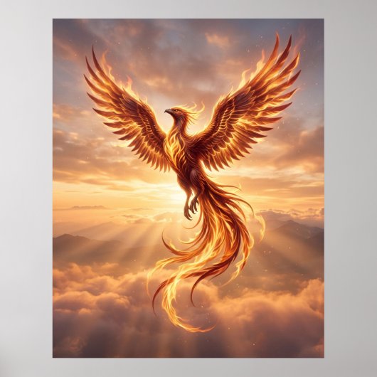 Feuerphönix Aufgehende Dämmerung Poster (Vorne)