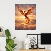 Feuerphönix Aufgehende Dämmerung Poster (Heimbüro)