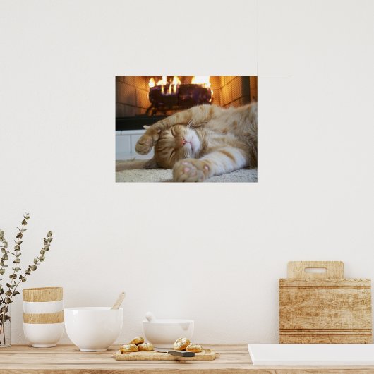 Feuerplatz-Katze Poster (Küche)