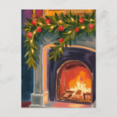Feuerplatz | Weihnachtsgarland-Malerkarte Feiertagspostkarte (Vorderseite)