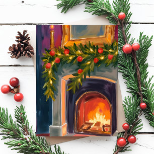 Feuerplatz Weihnachtsgarland-Malerkarte Feiertagspostkarte