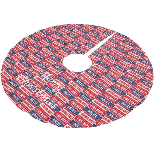 Feuerpolizei Polyester Weihnachtsbaumdecke (Schrägansicht)