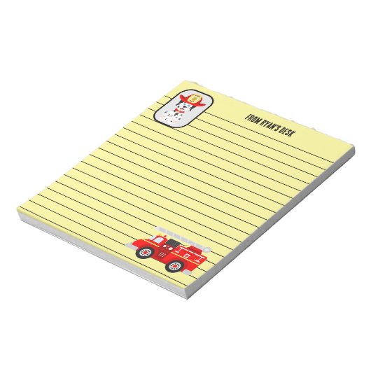 Feuerpup und sein Feuerwehrauto 5,5" x 6" Notepad Notizblock (Rotiert)