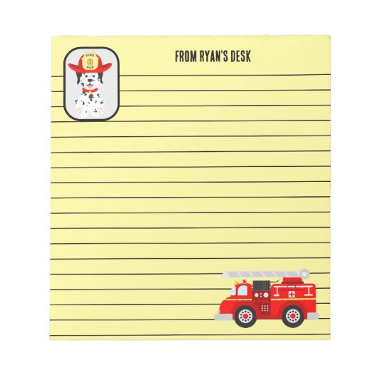 Feuerpup und sein Feuerwehrauto 5,5" x 6" Notepad Notizblock (Vorderseite)