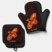 Feuerraven Ofenhandschuh & Topflappen-Set (Vorderseite/Rückseite)
