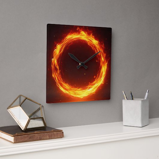 Feuerring Quadratische Wanduhr (Büro)
