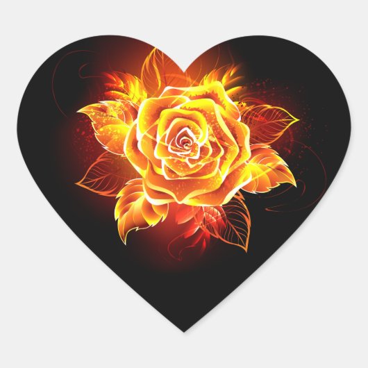 Feuerrose in Blüte Herz-Aufkleber (Vorderseite)